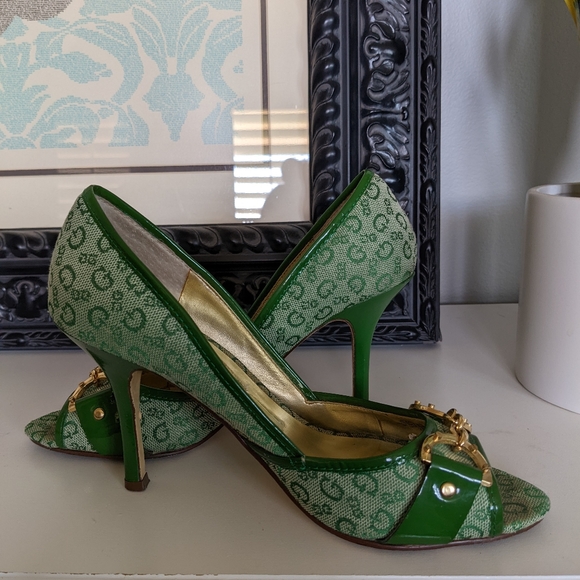 Vintage Guess Logo Heels in Green Size 7 - Picture 6 of 6